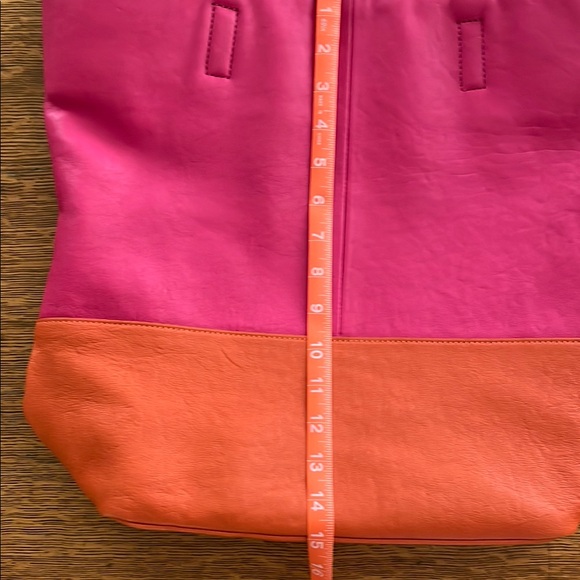 Vibrant Pink & Orange Leather Tote - Picture 4 of 11